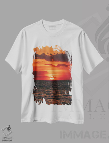 تیشرت طرح دار غروب مونتوک پوینت I، دکور ساحلی اثر جان بیلوس | فروشگاه ایماژ