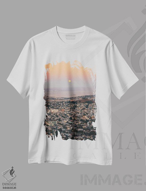 تیشرت طرح دار طلوع ماه بر فراز سان فرانسیسکو، تزئینی اثر جان بیلوس | immage.ir