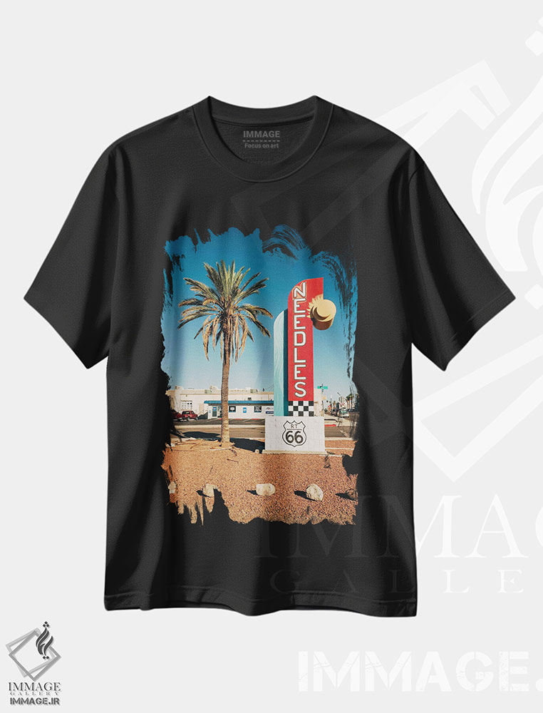 تیشرت طرح دار Route 66,نیدلز، جاده ۶۶، مدیوم اثر جان بیلوس | immage.ir