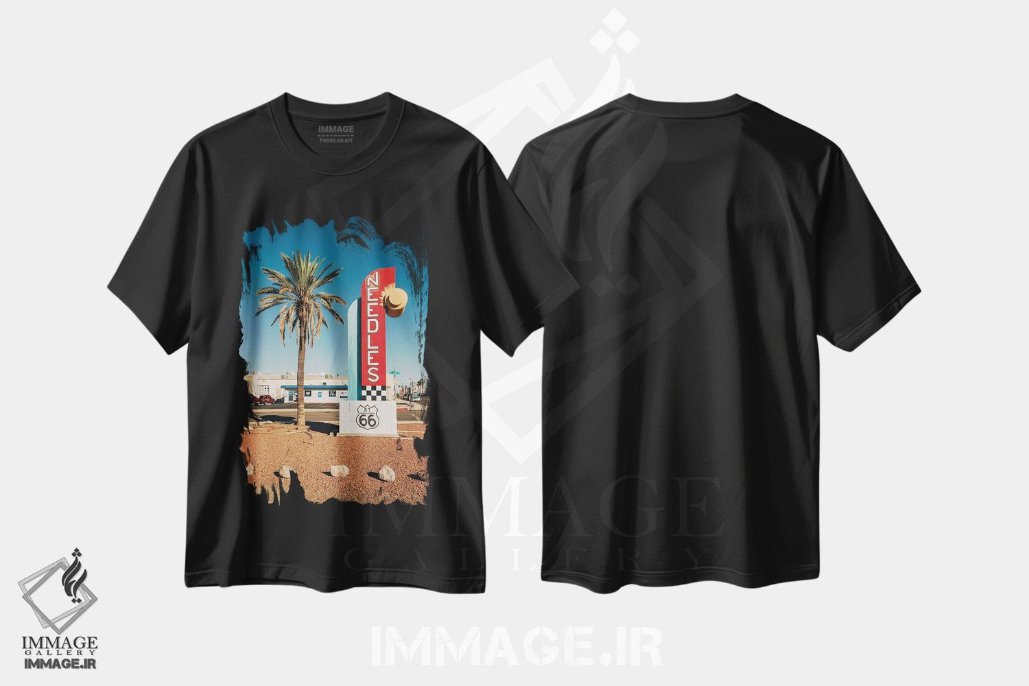 تیشرت طرح دار Route 66,نیدلز، جاده ۶۶، مدیوم اثر جان بیلوس | immage.ir