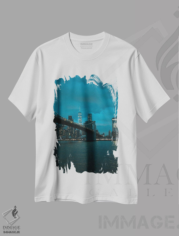 تیشرت طرح دار نمای افق نیویورک از دامبو I، تزئینی اثر جان بیلوس | immage.ir
