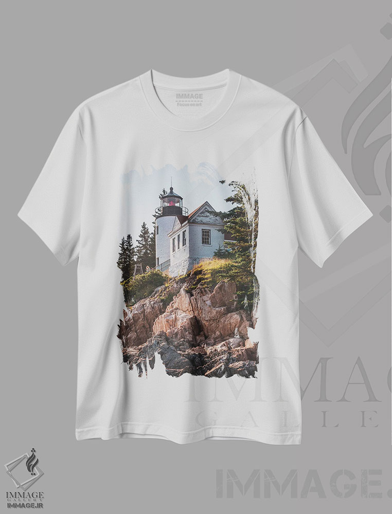تیشرت طرح دار فانوس دریایی بندر بس III، تزئینی اثر جان بیلوس | immage.ir