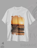 تیشرت طرح دار غروب اسکله پاسیفیکا، دکور ساحلی اثر جان بیلوس | فروشگاه ایماژ