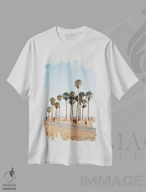 تیشرت طرح دار Santa Monica II,نخل ها، سانتا مونیکا II، دکور ساحلی اثر جان بیلوس | فروشگاه ایماژ