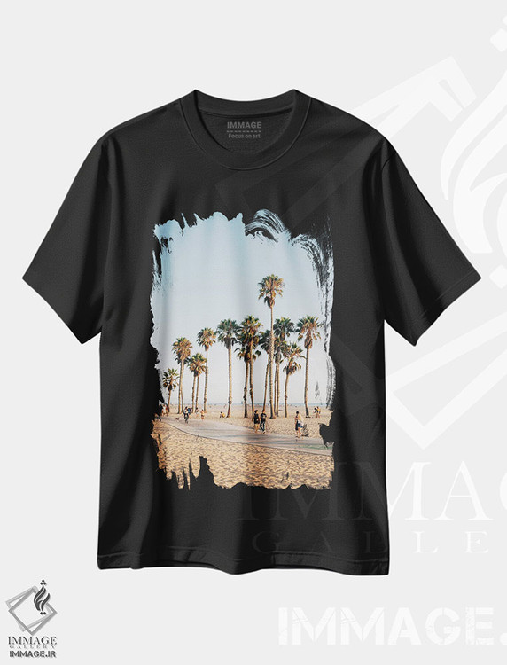 تیشرت طرح دار Santa Monica II,نخل ها، سانتا مونیکا II، دکور ساحلی اثر جان بیلوس | immage.ir