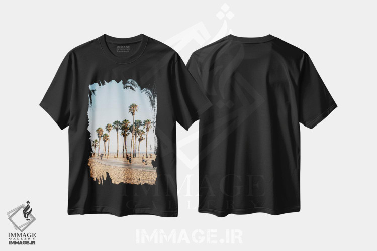 تیشرت طرح دار Santa Monica II,نخل ها، سانتا مونیکا II، دکور ساحلی اثر جان بیلوس | immage.ir