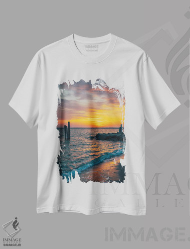 تیشرت طرح دار غروب پوینت جودیت، دکور ساحلی اثر جان بیلوس | فروشگاه ایماژ