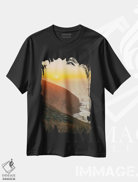 تیشرت طرح دار غروب پوینت ریِس، دکور ساحلی اثر جان بیلوس | فروشگاه ایماژ
