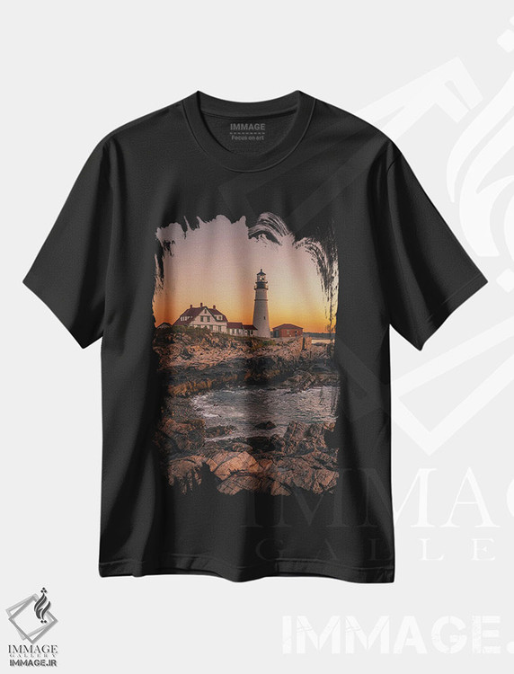 تیشرت طرح دار فانوس دریایی پورتلند هد، تزئینی اثر جان بیلوس | immage.ir