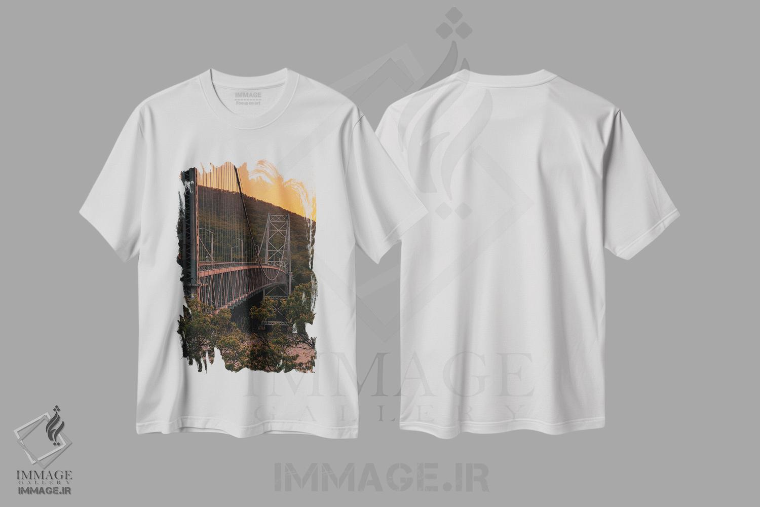 تیشرت طرح دار غروب پل کوه خرس، تزئینی اثر جان بیلوس | immage.ir