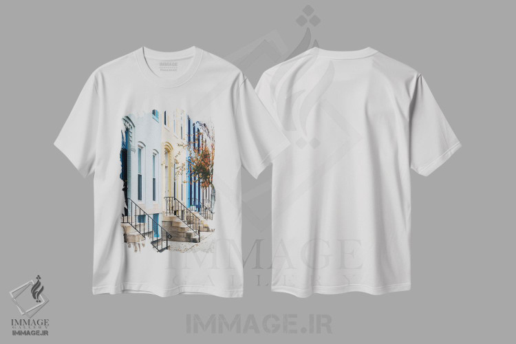 تیشرت طرح دار خانه های ردیفی در خیابان بیست وششم، مدیوم اثر جان بیلوس | فروشگاه ایماژ