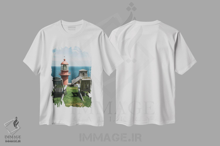 تیشرت طرح دار نشسته در فانوس دریایی پوئنت-آ-لا-رنومه II، تزئینی اثر جان بیلوس | immage.ir