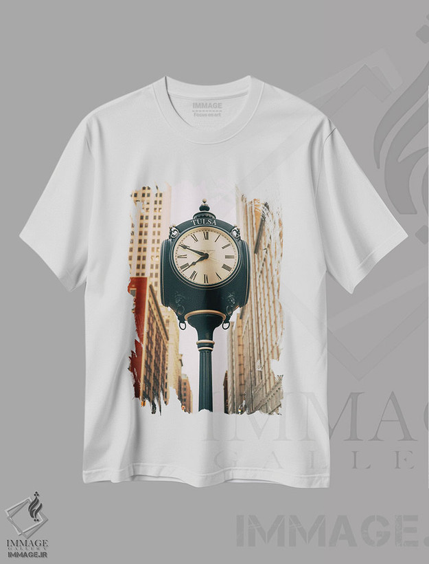 تیشرت طرح دار ساعت صدمین سال تولسا I، مدیوم اثر جان بیلوس | فروشگاه ایماژ