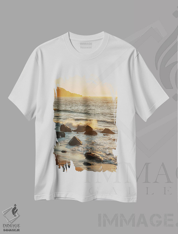 تیشرت طرح دار Marshall Beach,برخورد امواج، ساحل مارشال، دکور ساحلی اثر جان بیلوس | immage.ir