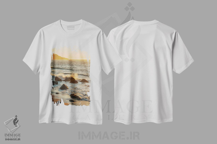 تیشرت طرح دار Marshall Beach,برخورد امواج، ساحل مارشال، دکور ساحلی اثر جان بیلوس | immage.ir