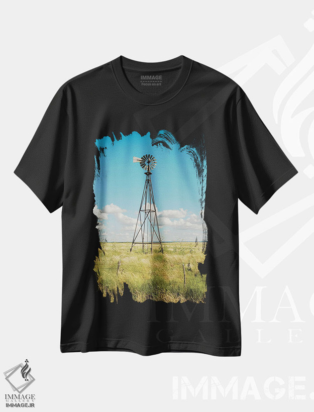 تیشرت طرح دار Route 66,آسیاب بادی، جاده ۶۶، دکور روستایی اثر جان بیلوس | immage.ir