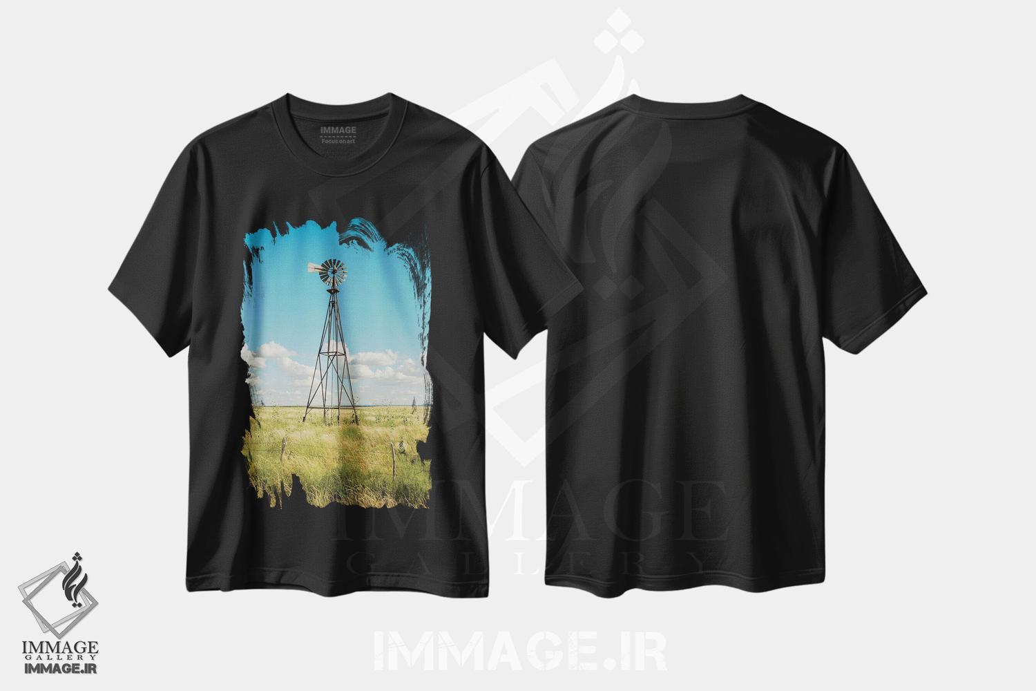 تیشرت طرح دار Route 66,آسیاب بادی، جاده ۶۶، دکور روستایی اثر جان بیلوس | immage.ir