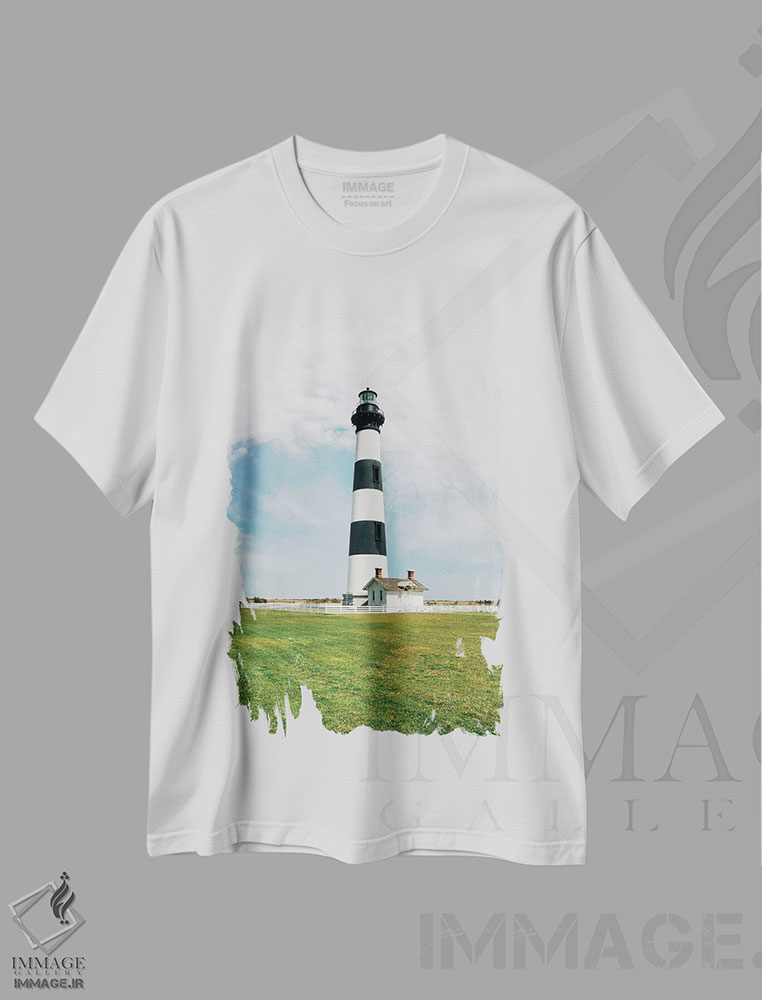 تیشرت طرح دار فانوس دریایی جزیره بادی I، تزئینی اثر جان بیلوس | فروشگاه ایماژ