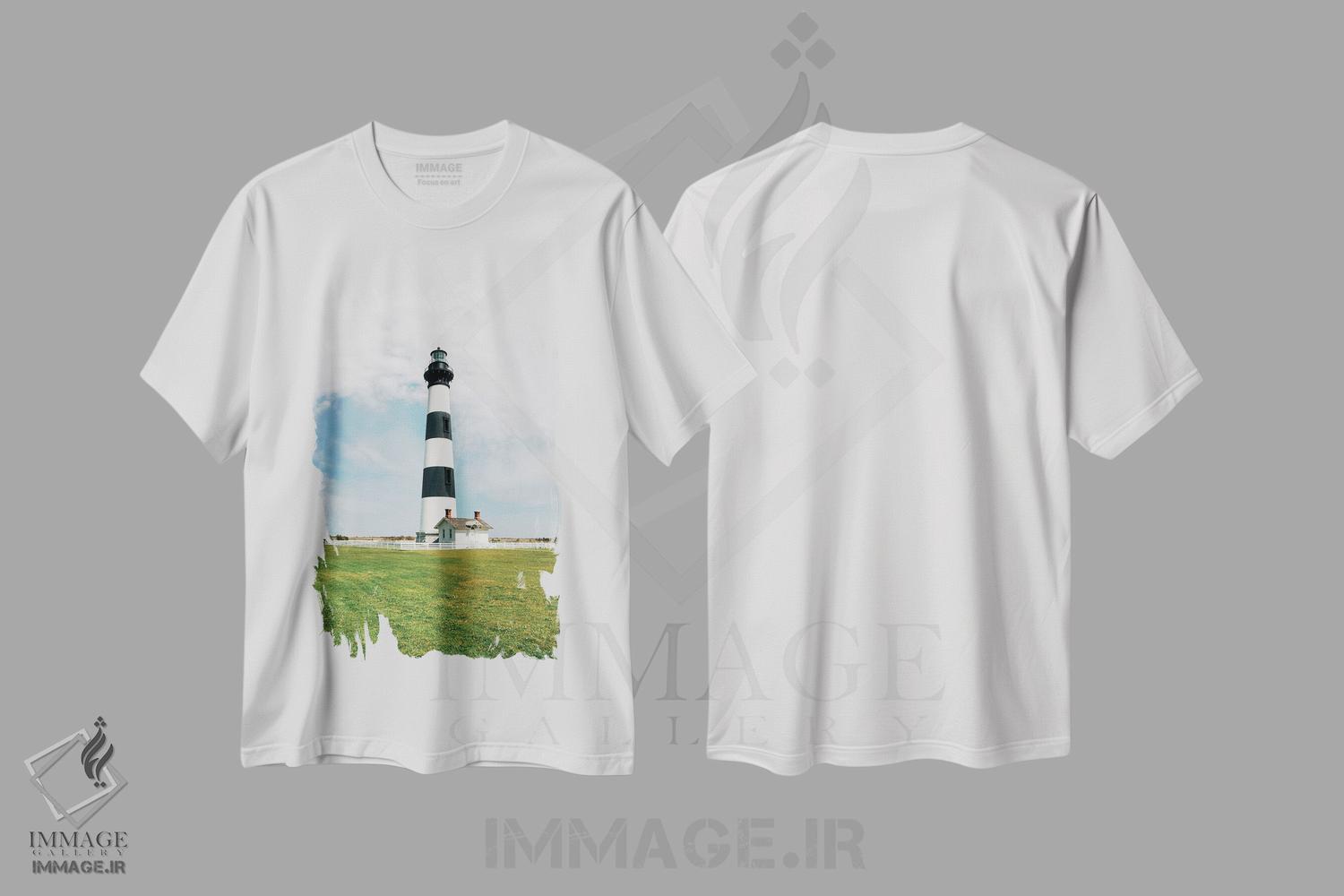 تیشرت طرح دار فانوس دریایی جزیره بادی I، تزئینی اثر جان بیلوس | فروشگاه ایماژ