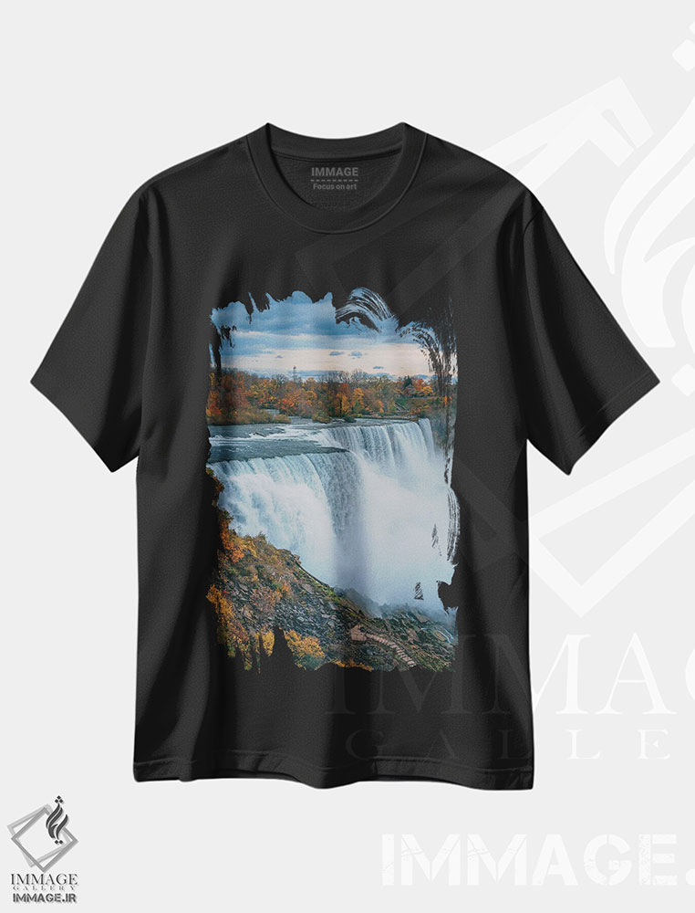 تیشرت طرح دار آبشار آمریکایی، مدیوم اثر جان بیلوس | فروشگاه ایماژ