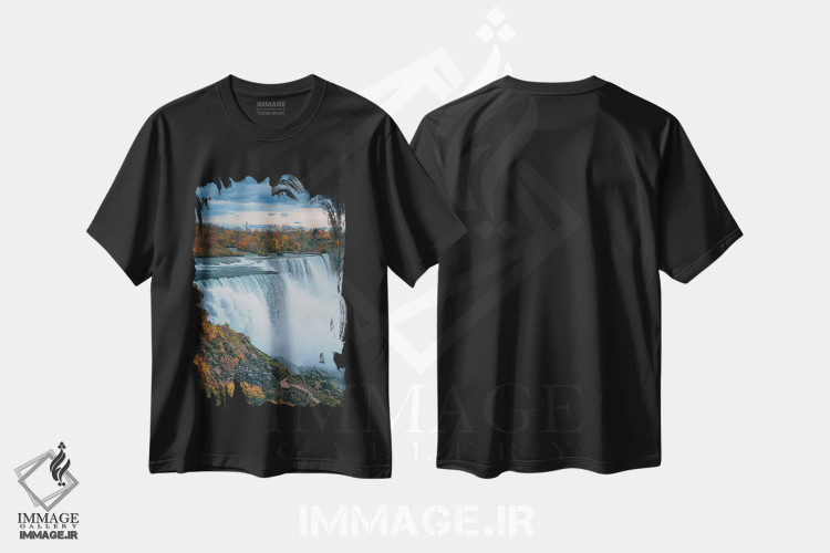 تیشرت طرح دار آبشار آمریکایی، مدیوم اثر جان بیلوس | فروشگاه ایماژ