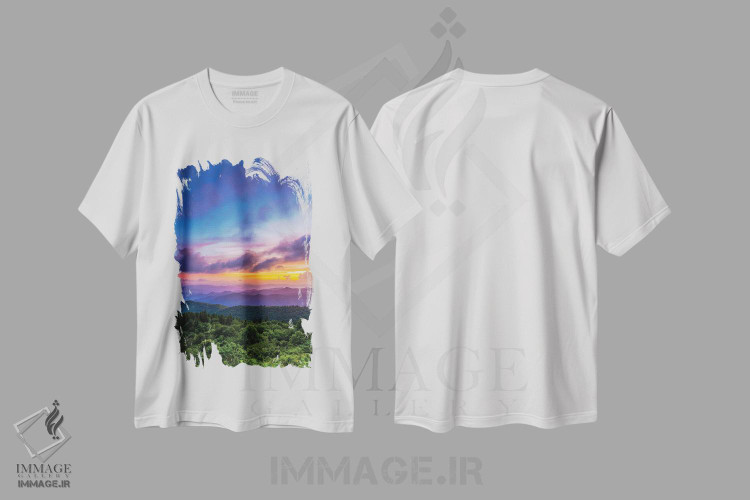 تیشرت طرح دار چشم انداز کوهستان های کووی II، مدیوم اثر جان بیلوس | immage.ir