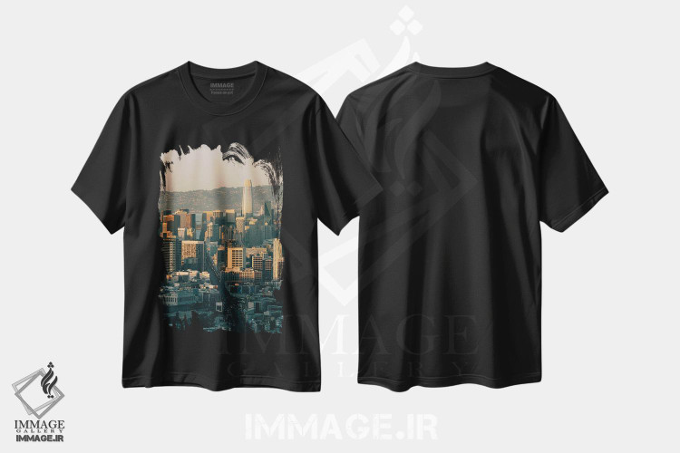 تیشرت طرح دار منظره مرکز شهر از تویین پیکس، مدیوم اثر جان بیلوس | immage.ir
