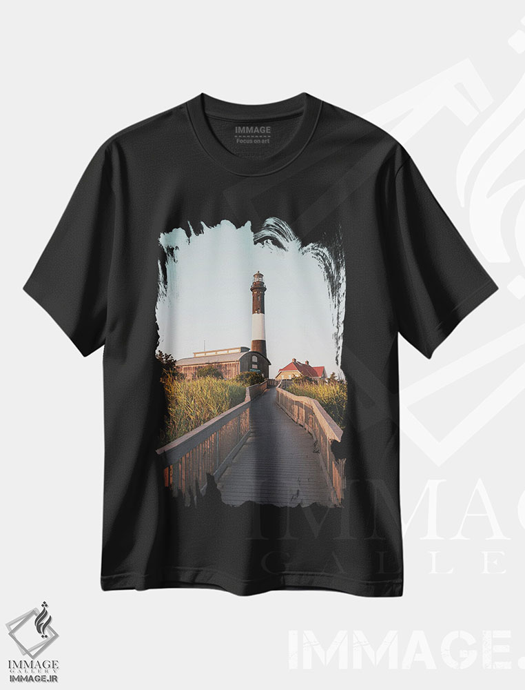 تیشرت طرح دار فانوس دریایی جزیره فایر، تزئینی اثر جان بیلوس | فروشگاه ایماژ