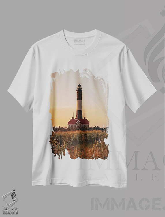 تیشرت طرح دار غروب جزیره فایر، تزئینی اثر جان بیلوس | فروشگاه ایماژ
