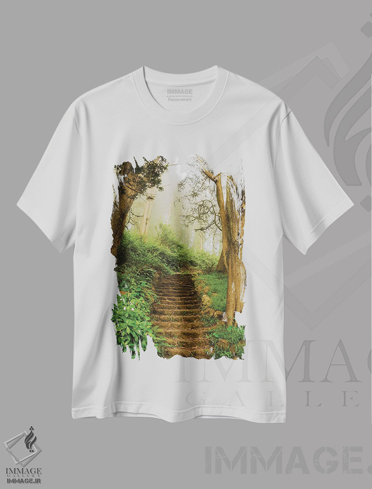 تیشرت طرح دار Mount Davidson,مسیر مه آلود، کوه دیویدسون، مدیوم اثر جان بیلوس | immage.ir