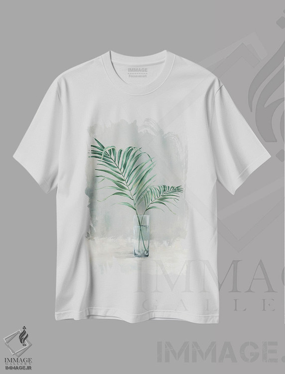 تیشرت طرح دار برگ ها در لیوان I، دکور معاصر اثر الکس بلک | immage.ir