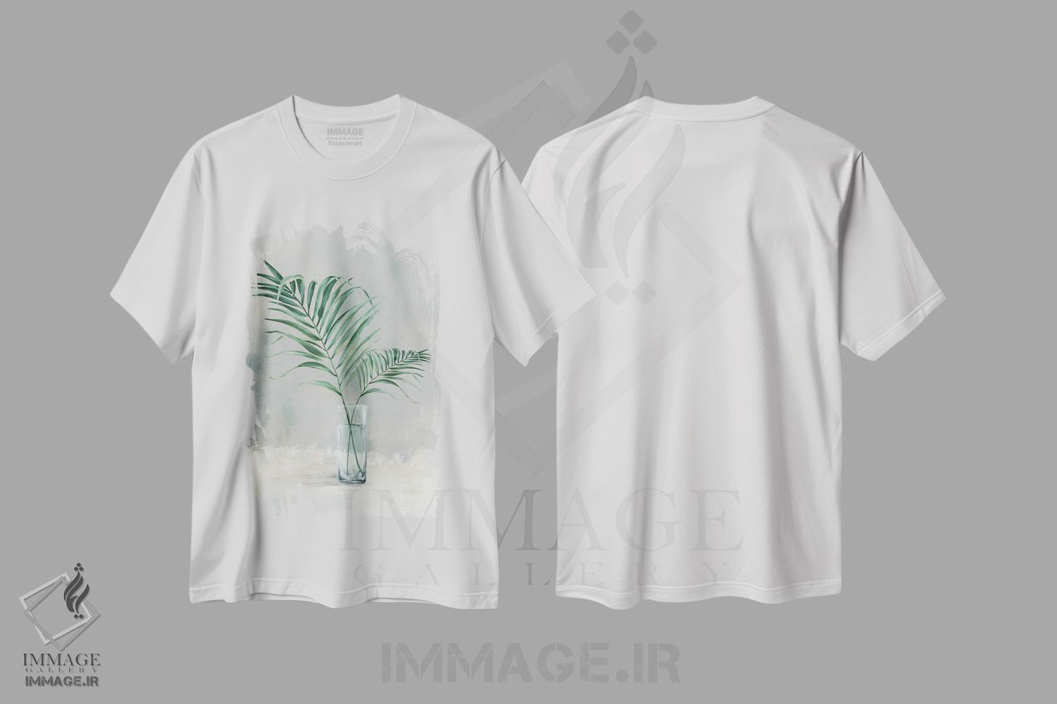 تیشرت طرح دار برگ ها در لیوان I، دکور معاصر اثر الکس بلک | immage.ir