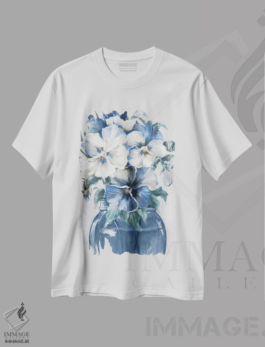 تیشرت طرح دار آبی های نوستالژیک، دکور معاصر اثر الکس بلک | فروشگاه ایماژ