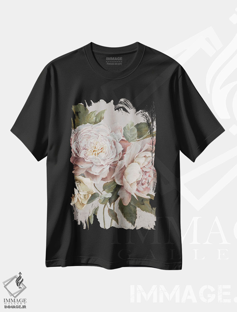 تیشرت طرح دار شکوفه باروک I، باروک اثر الکس بلک | فروشگاه ایماژ