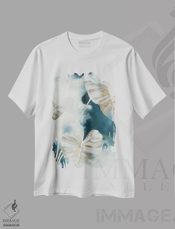تیشرت طرح دار نخل های گرمسیری آبی، آبستره اثر الکس بلک | immage.ir