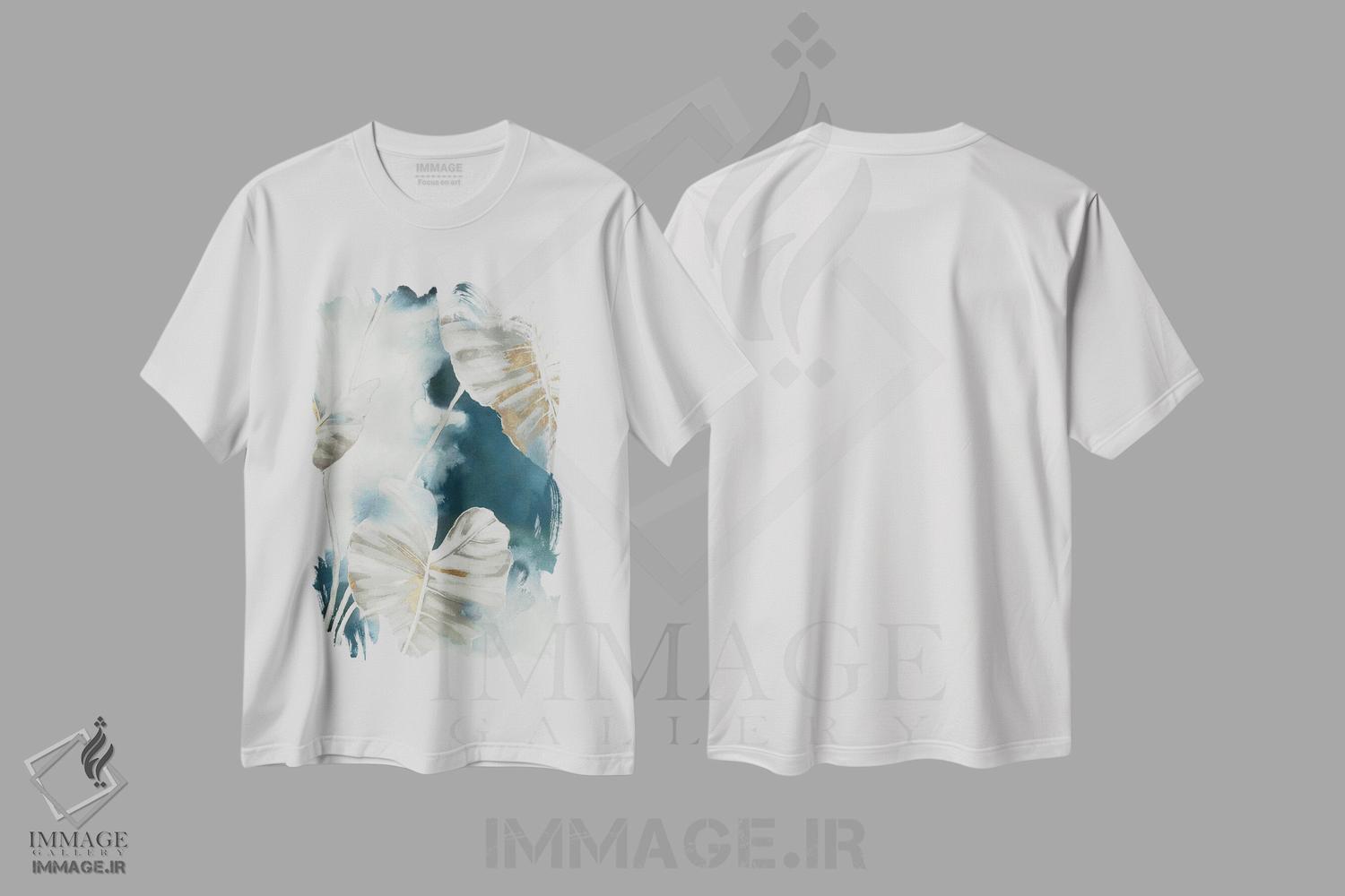 تیشرت طرح دار نخل های گرمسیری آبی، آبستره اثر الکس بلک | immage.ir