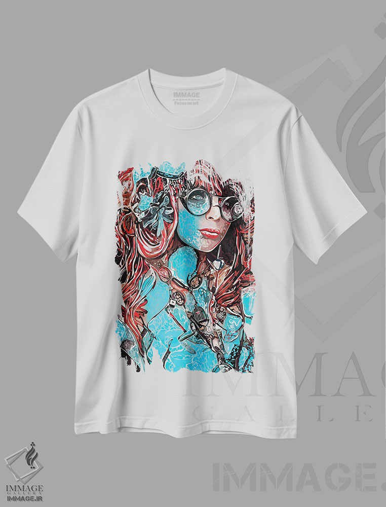 تیشرت طرح دار لب های قرمز، مدیوم اثر جی.بلو استودیو | فروشگاه ایماژ