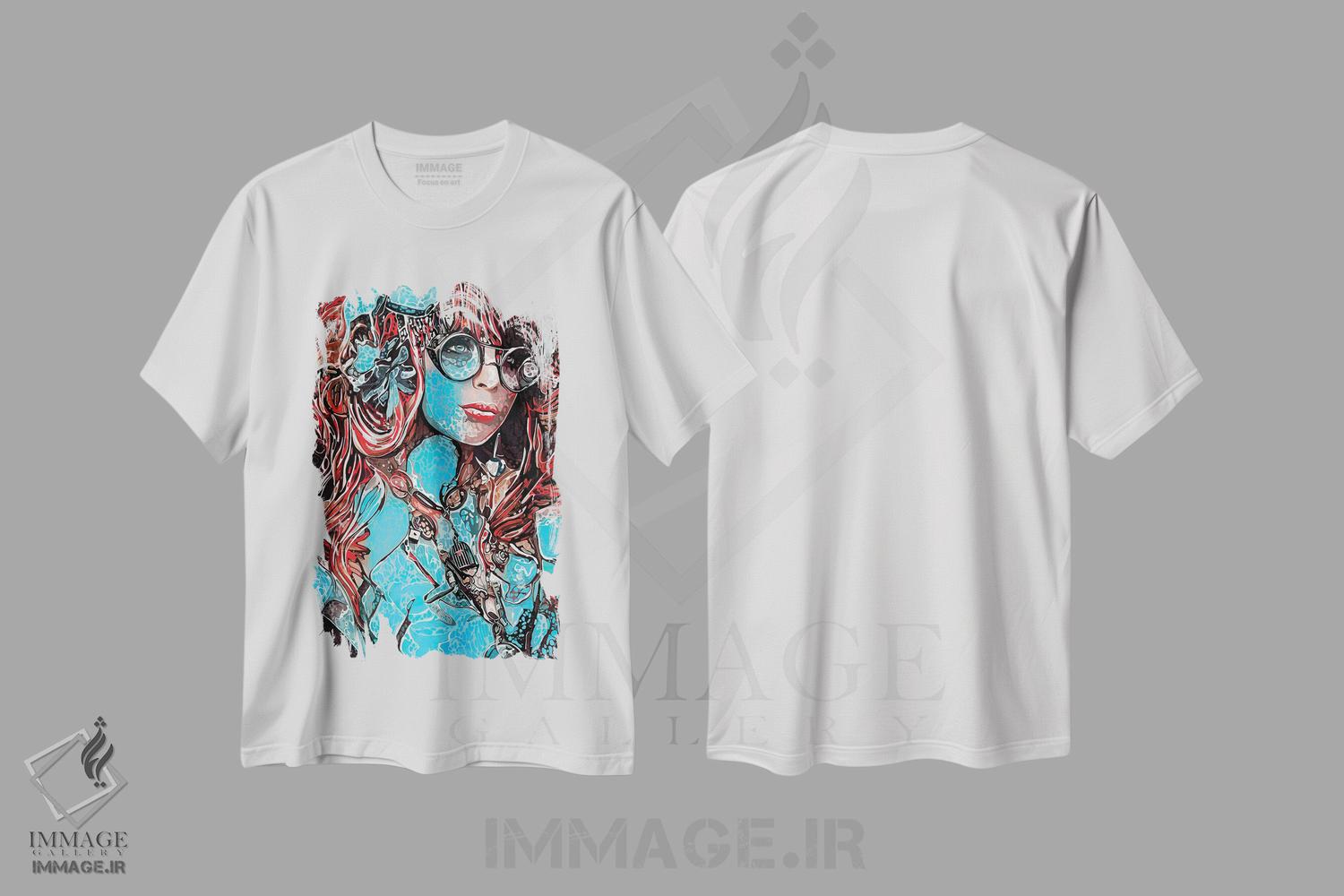 تیشرت طرح دار لب های قرمز، مدیوم اثر جی.بلو استودیو | فروشگاه ایماژ