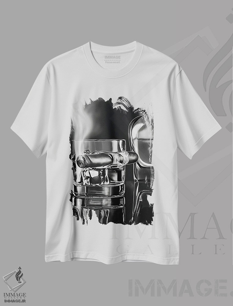 تیشرت طرح دار یک روز دیگر، هنر تزئینی سیاه و سفید اثر جی.بلو استودیو | فروشگاه ایماژ