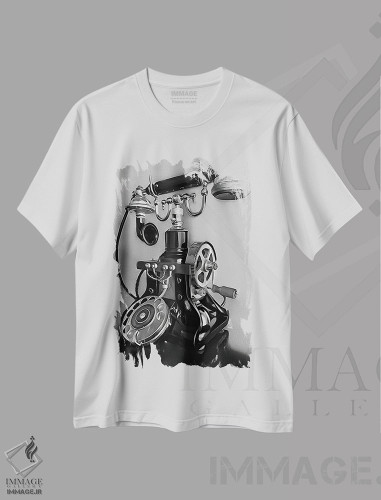 تیشرت طرح دار تماسی از گذشته، هنر تزئینی سیاه و سفید اثر جی.بلو استودیو | فروشگاه ایماژ