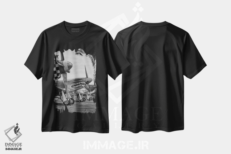 تیشرت طرح دار پرواز به سوی آسمان، هنر تزئینی سیاه و سفید اثر جی.بلو استودیو | فروشگاه ایماژ