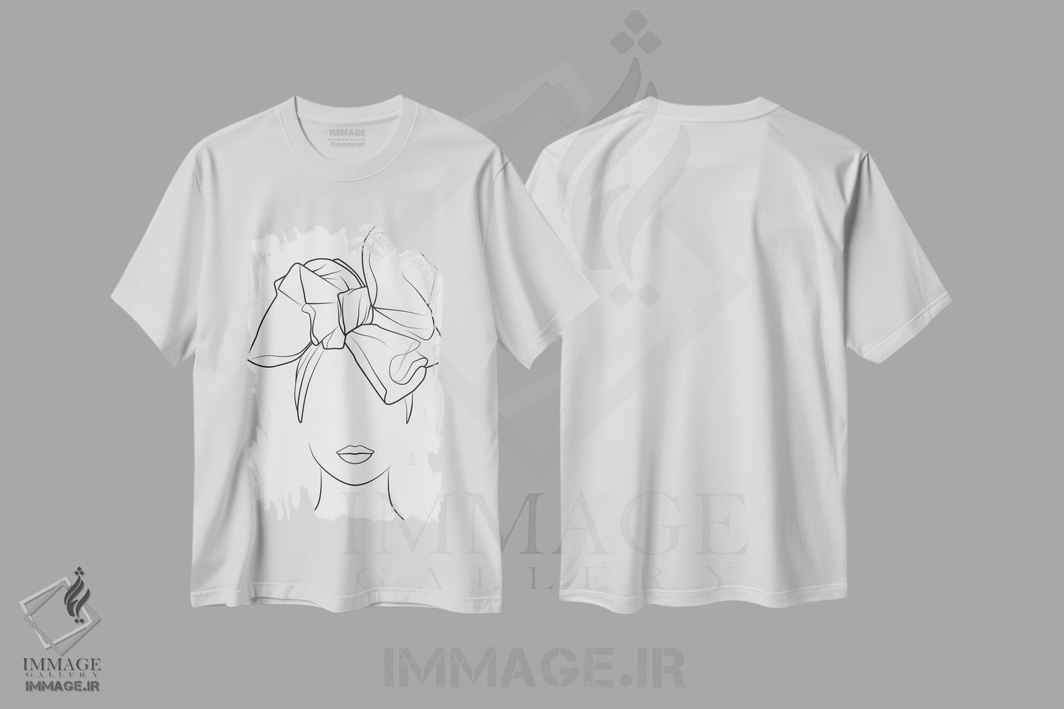 تیشرت طرح دار زن آفریقایی با سربند، هنر تزئینی سیاه و سفید اثر بلک پرینتس | فروشگاه ایماژ