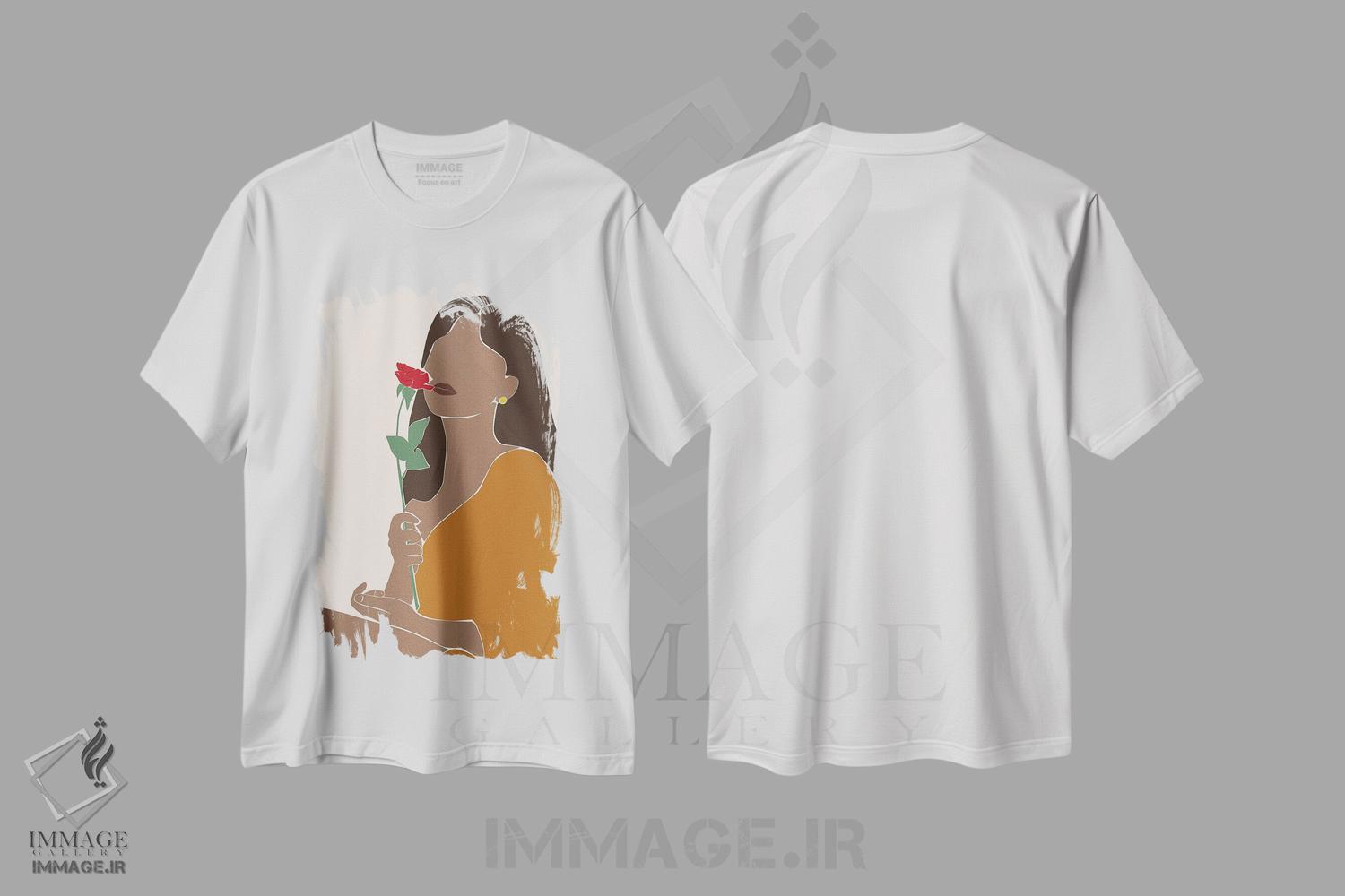 تیشرت طرح دار بانویی با گل رز، هنر آمریکایی آفریقایی تبار اثر بلک پرینتس | فروشگاه ایماژ