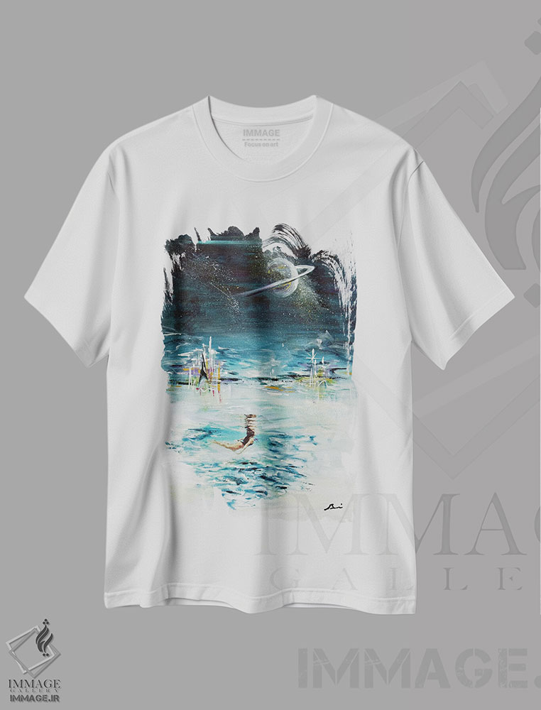 تیشرت طرح دار رویای میانه قرن VIII، دکور معاصر اثر آنجلا بیسون | فروشگاه ایماژ