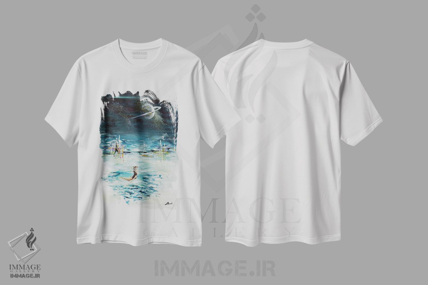 تیشرت طرح دار رویای میانه قرن VIII، دکور معاصر اثر آنجلا بیسون | فروشگاه ایماژ