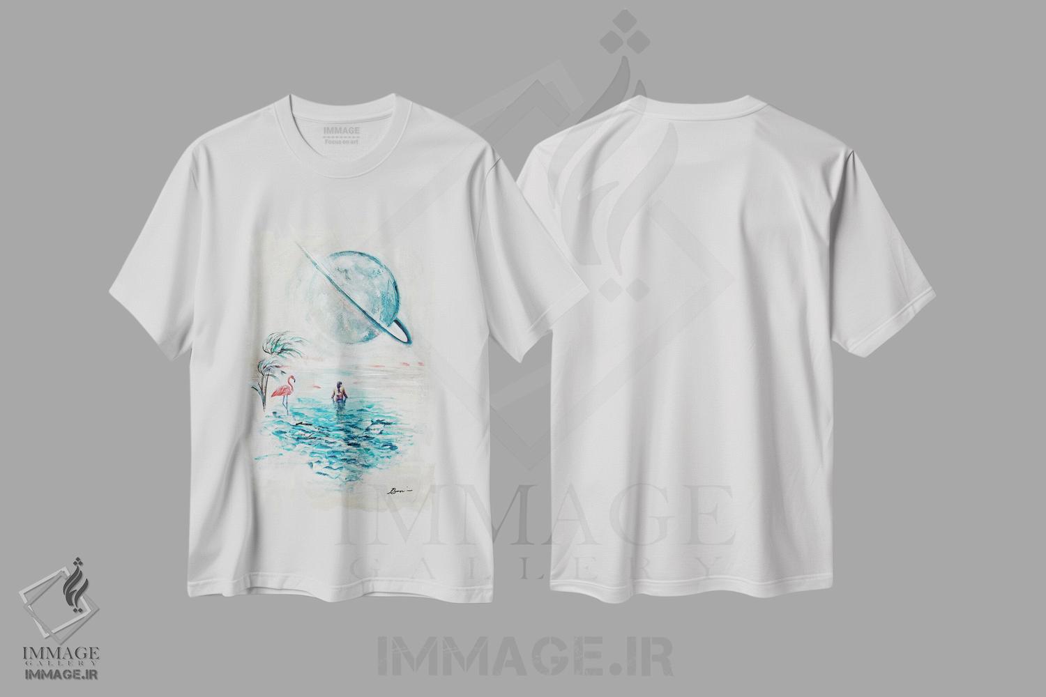 تیشرت طرح دار رویای میانه قرن IX، دکور معاصر اثر آنجلا بیسون | فروشگاه ایماژ