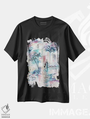 تیشرت طرح دار کوکومو V دکو هنری استوایی، آبستره اثر آنجلا بیسون | فروشگاه ایماژ