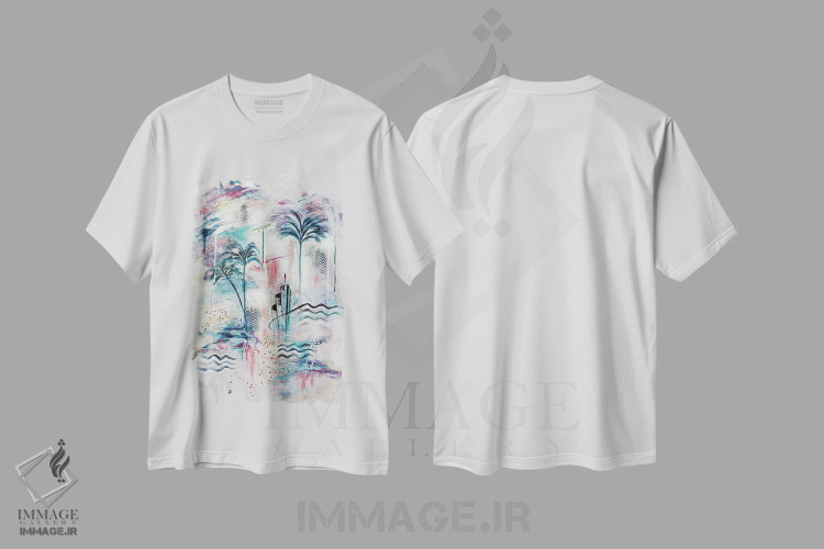 تیشرت طرح دار کوکومو V دکو هنری استوایی، آبستره اثر آنجلا بیسون | immage.ir