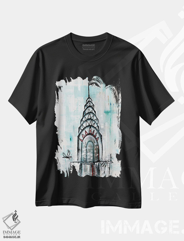 تیشرت طرح دار ساختمان کرایسلر، آرت دکو اثر آنجلا بیسون | فروشگاه ایماژ