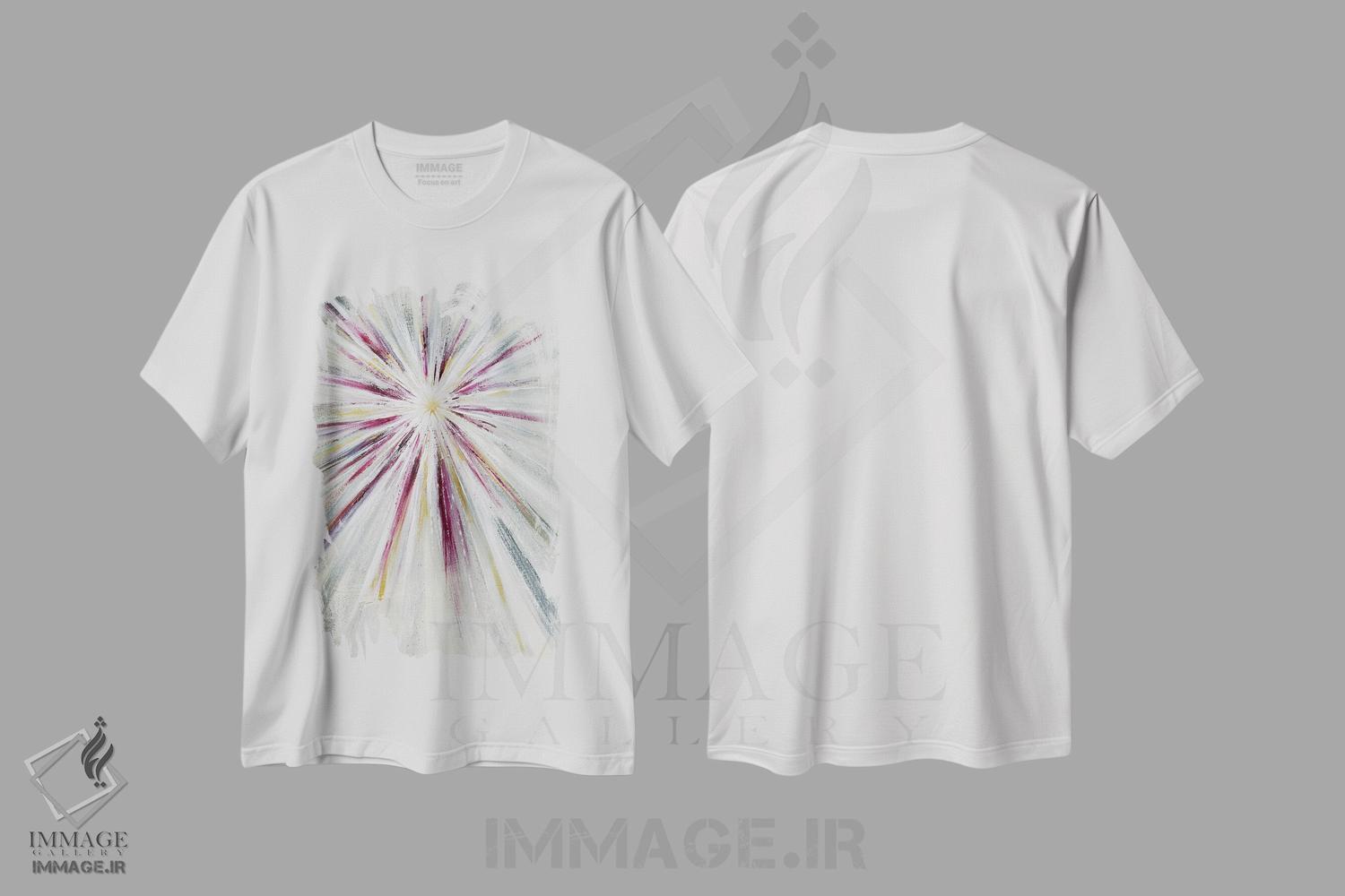 تیشرت طرح دار انفجار ستاره ای سرخابی IV اثر آنجلا بیسون | immage.ir